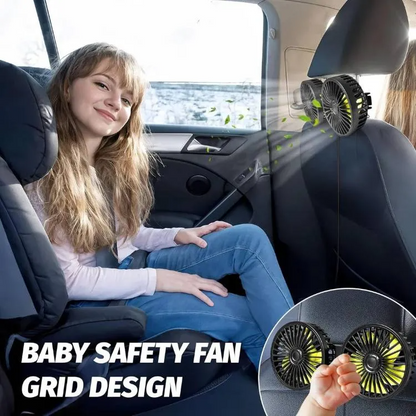 Dual Head Car Cooling Fan – 12V/24V 3-Speed Rotating Vehicle Fan with Cigarette Lighter Plug