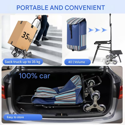 Heavy-Duty Shopping Cart Trolley – Portable Hand Lift Transport Cart for Groceries & Luggage