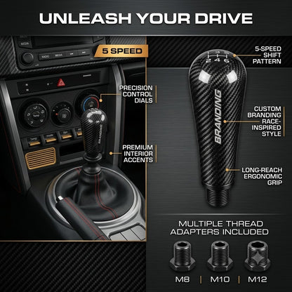 Carbon Fiber Gear Shift Knob – Universal Manual & Automatic Car Shifter (M8/M10/M12)