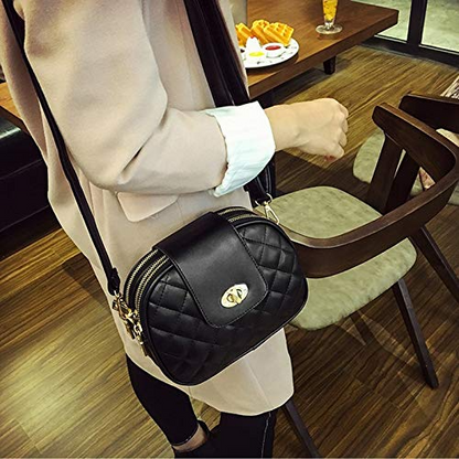 Women's Diamond-Pattern Small Shoulder Bag – Stylish Three-Layer Rectangular Crossbody Purse