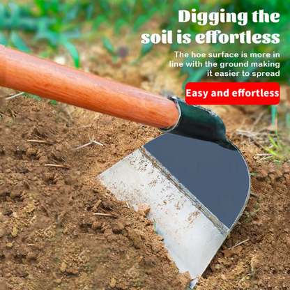 Industrial-Grade Hollow Garden Hoe – Carbon Steel Blade with Wooden Handle