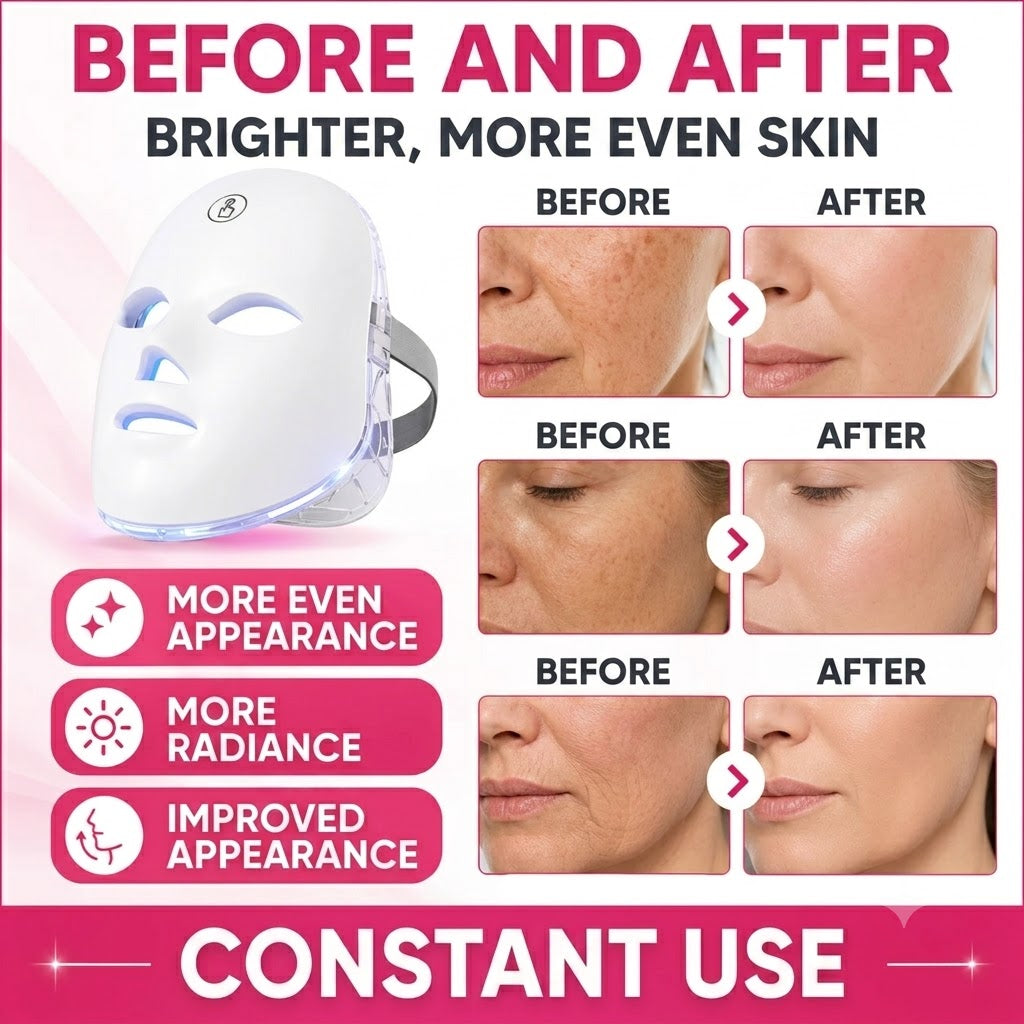 Wireless 7-Color LED Light Therapy Facial Device – Handheld Skin Care & Beauty Tool