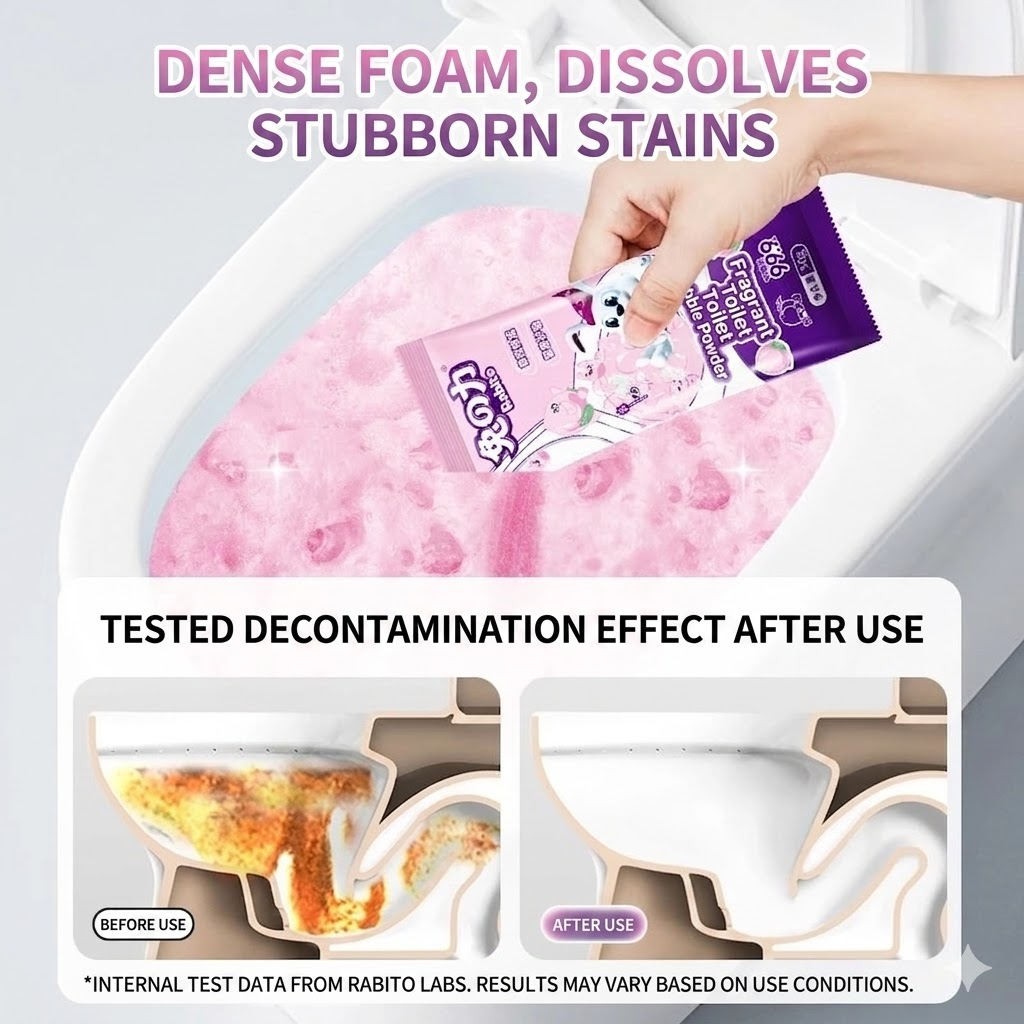 Pink High-Foam Toilet Cleaning Powder – Automatic Toilet Bowl Cleaner